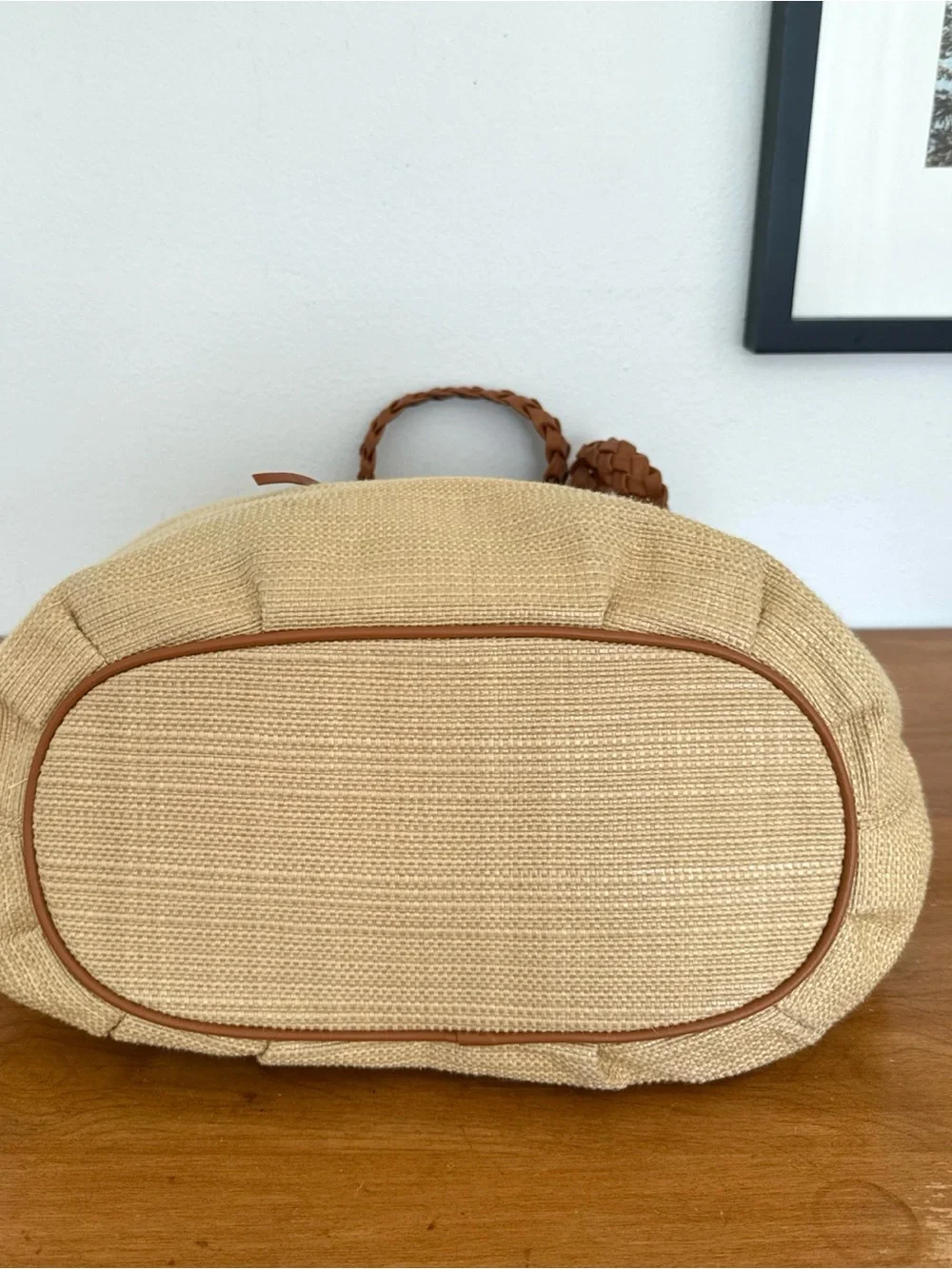 Michael Kors Large Braided Raffia Shoulder Bag in Natural/Tan